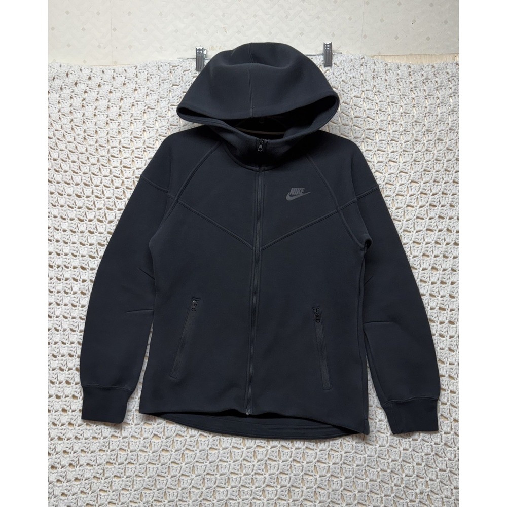 Nike Tech Fleece Hoodie Womens L Black Full Zip Windrunner Swoosh Jacket